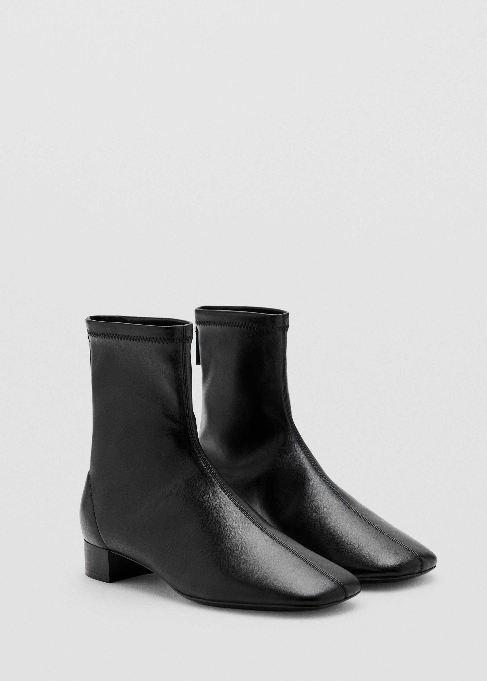 Square-toe leather-effect boots - Medium plane