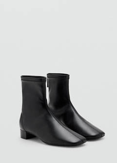 Square-toe leather-effect boots — Black 2