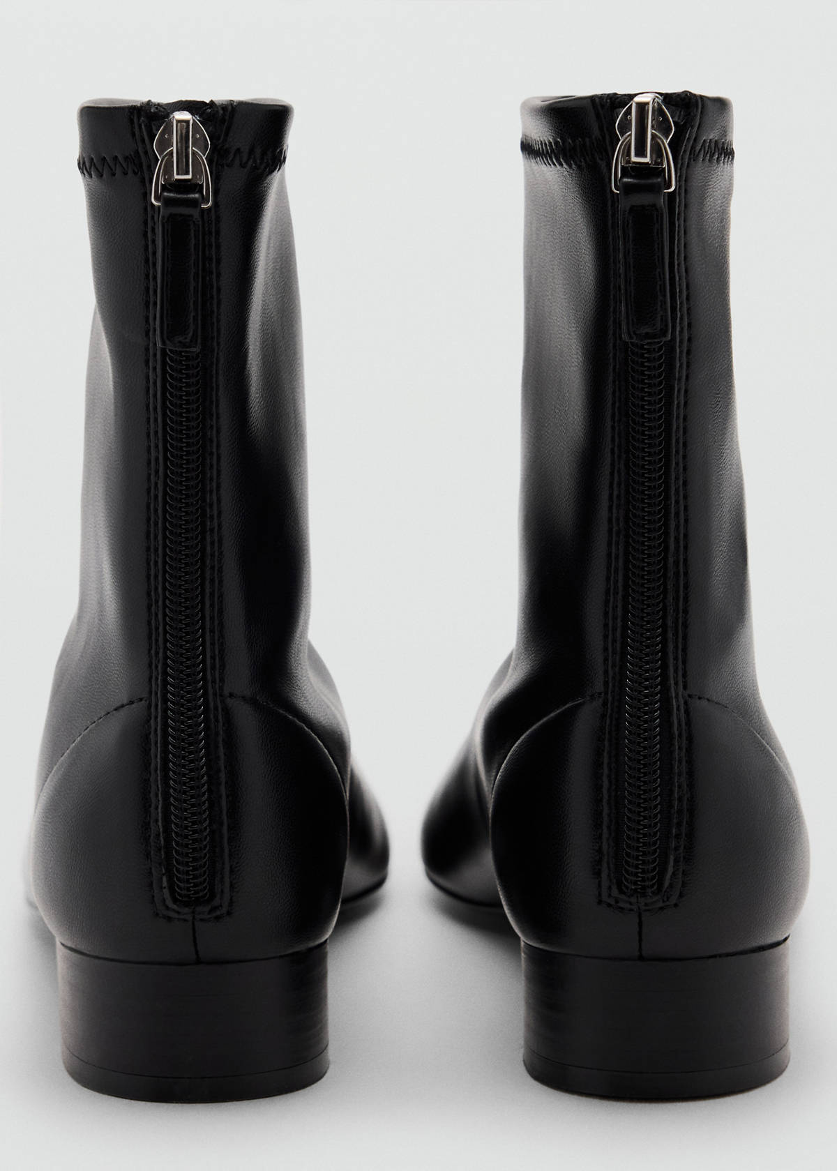 Square-toe leather-effect boots — Black