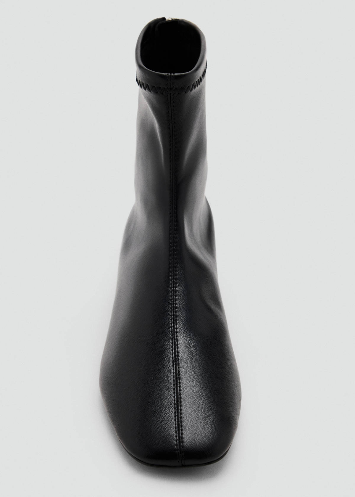 Square-toe leather-effect boots — Black