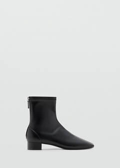 Square-toe leather-effect boots — Black 1