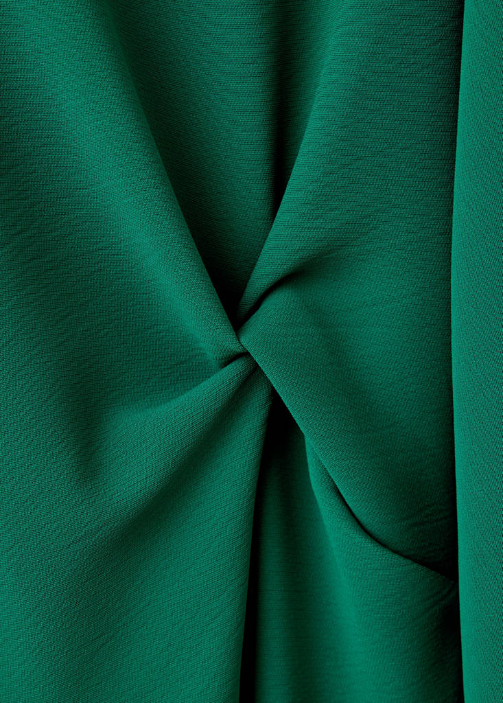 Flared-sleeve dress with knot detail — Green