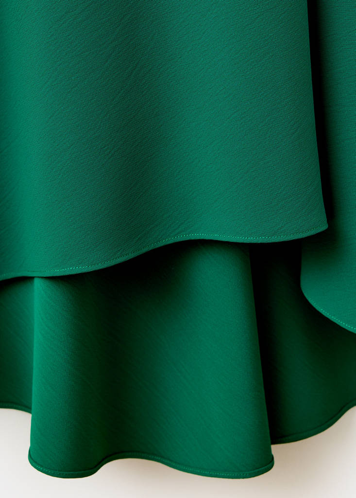 Flared-sleeve dress with knot detail — Green