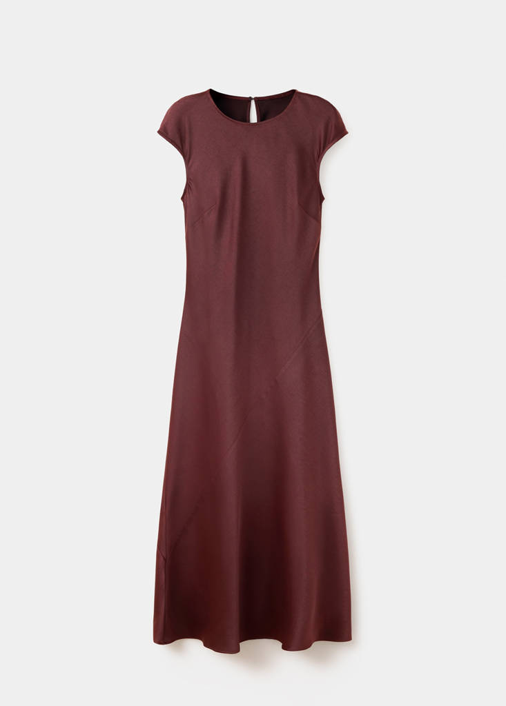 Midi dress with a round neck — Brown