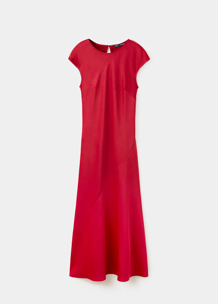 Midi dress with a round neck — Red