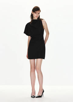 Asymmetric dress with metallic detail — Black 2