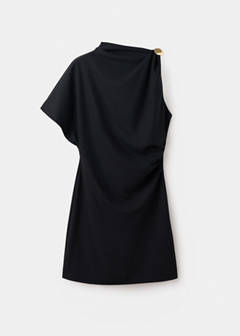 Asymmetric dress with metallic detail — Black 5