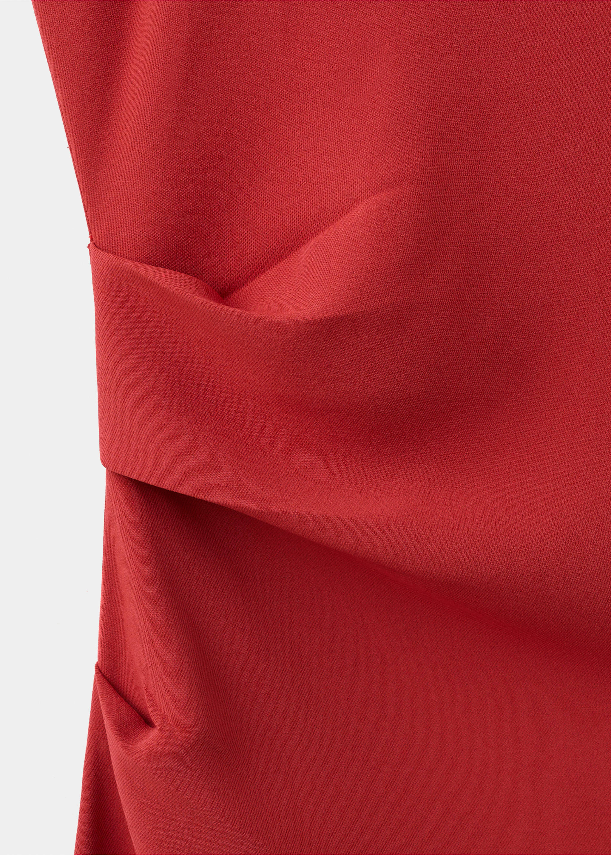 Draped midi-dress - Details of the article 8, Red. Ref: 37006005-00.