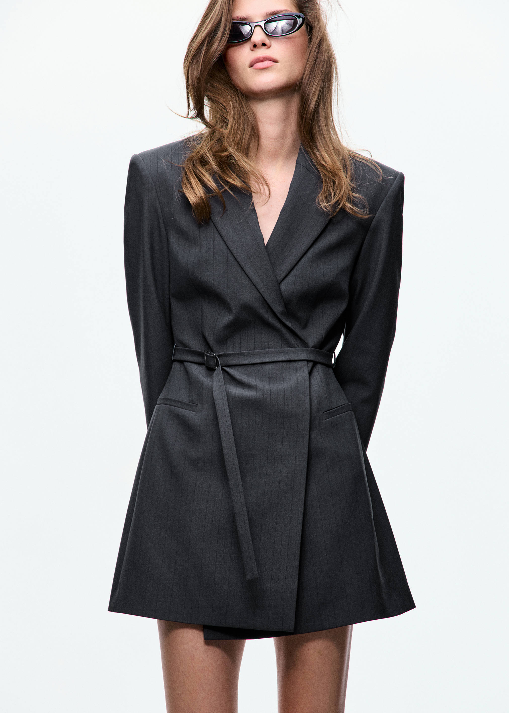 Blazer-style dress with belt - Medium plane