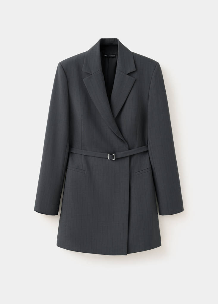 Blazer-style dress with belt - thumbnail 4