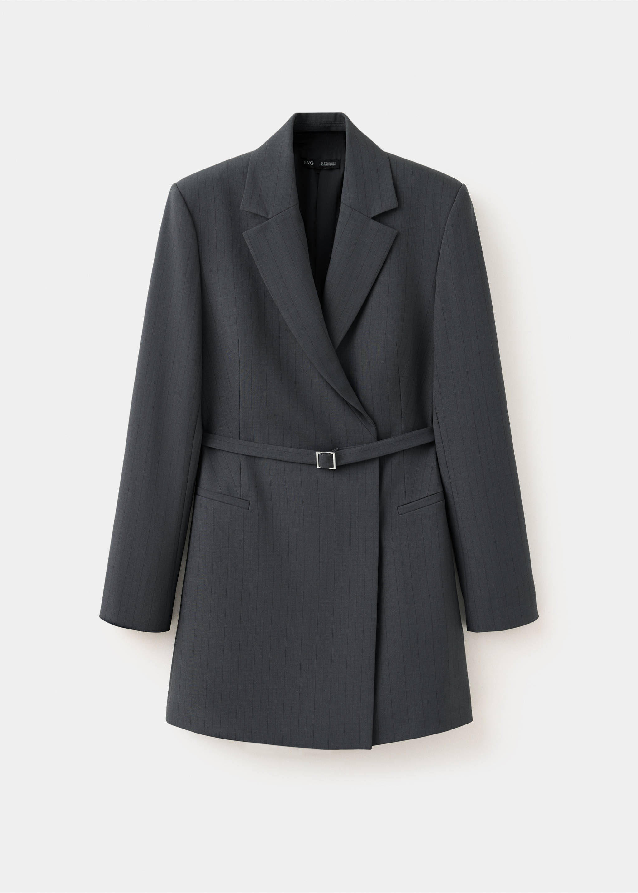 Blazer-style dress with belt - Article without model, Grey. Ref: 37006006-00.
