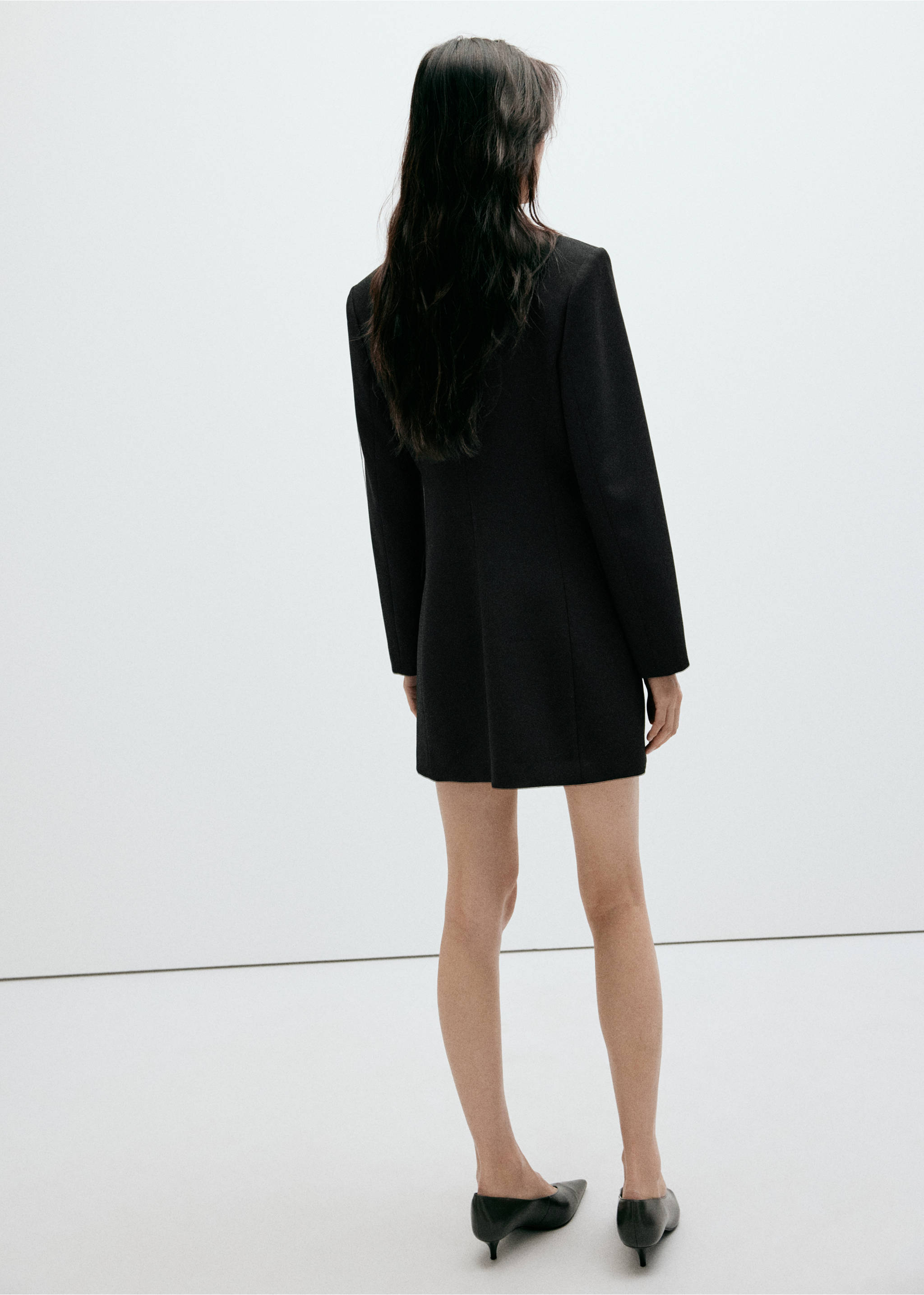 Vestido estilo blazer doble botonadura - Reverso del artículo, Negro. Ref: 37006008-00.