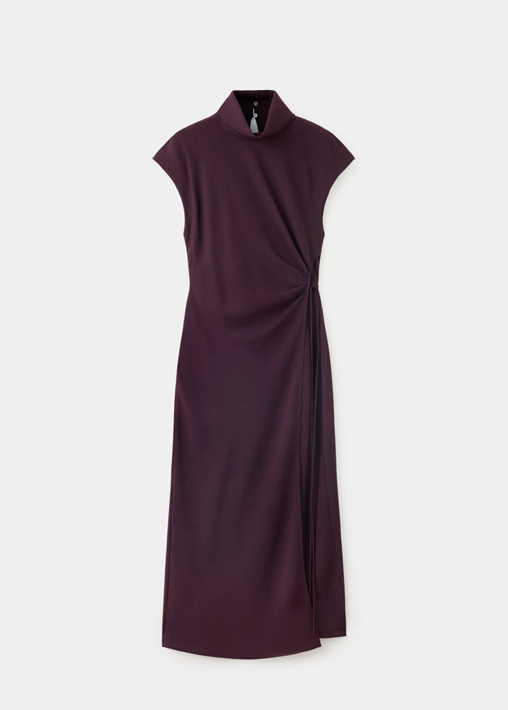 Turtleneck wrap dress — Chocolate
