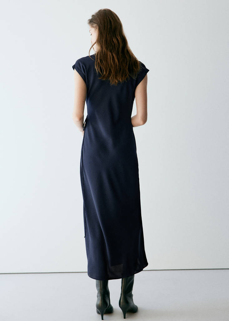 Turtleneck wrap dress — Dark Navy
