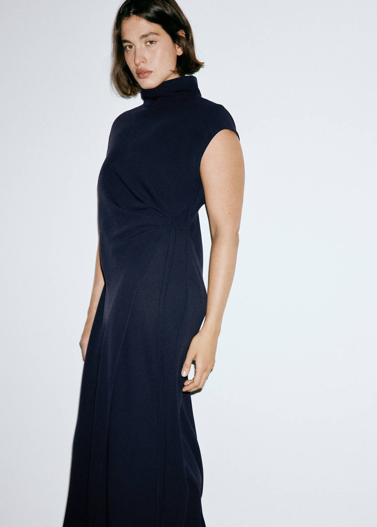 Turtleneck wrap dress — Dark Navy