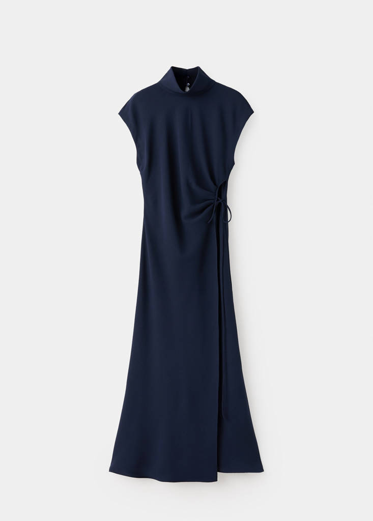 Turtleneck wrap dress — Dark Navy