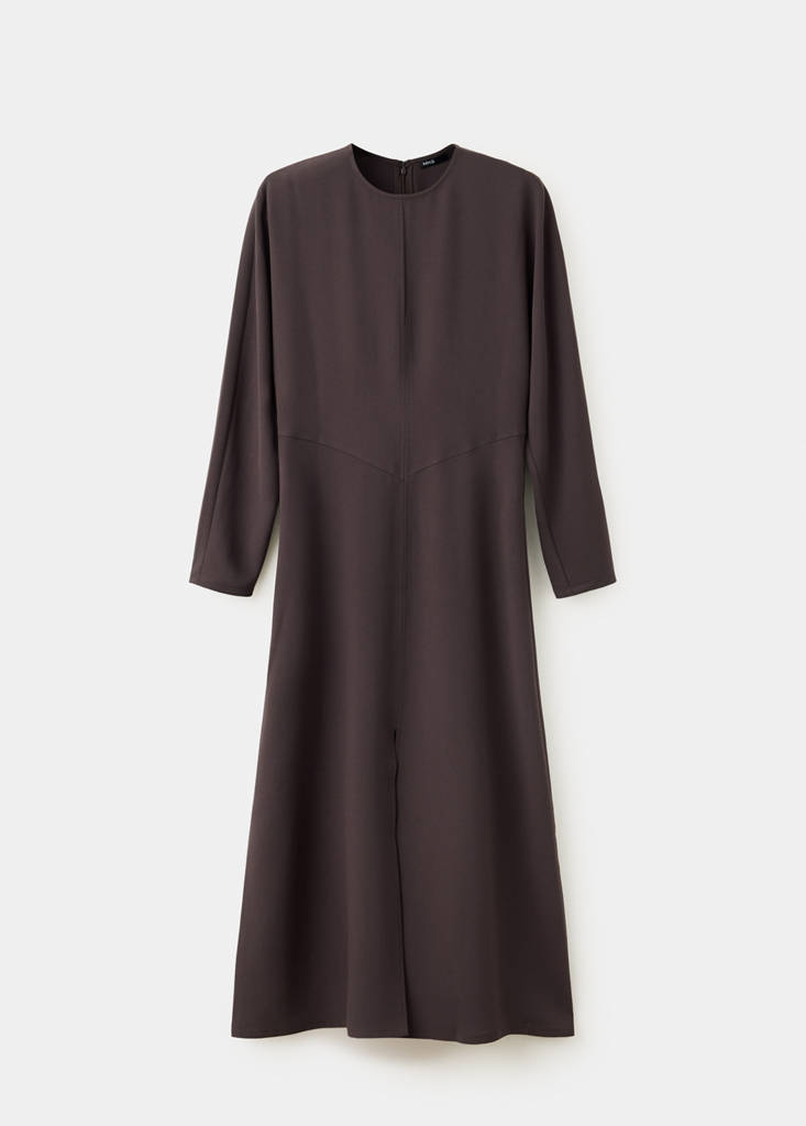 Long-sleeve dress with cut-outs — Chocolate