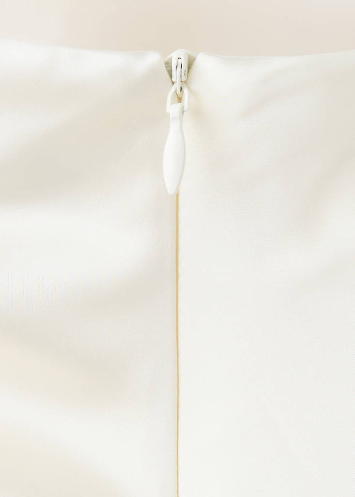 Ruched dress with draped neckline — Ecru