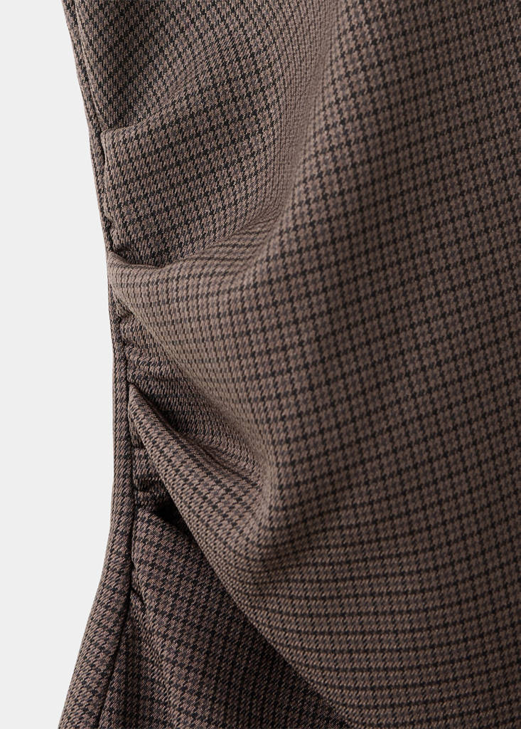 Ruched houndstooth dress — Brown
