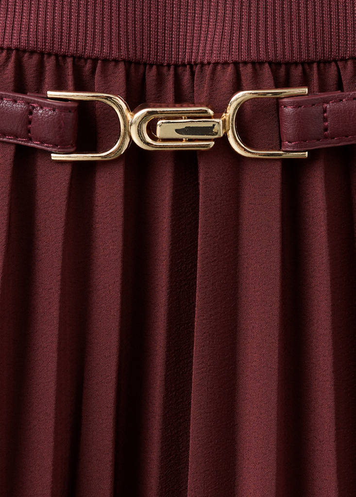 Pleated panelled dress — Maroon
