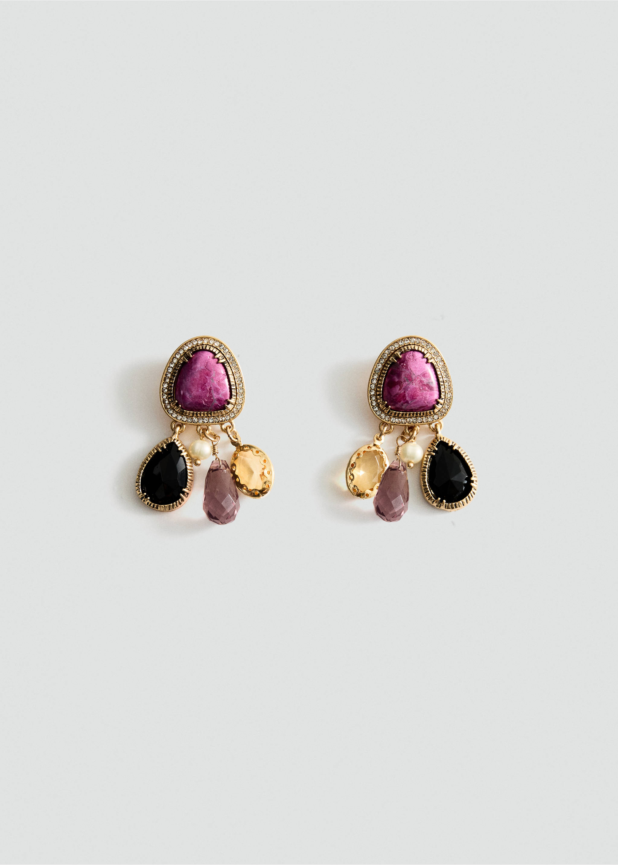Boucles d’oreilles pierre perles pendantes - Article sans modèle, Or. Ref: 37006021-00.