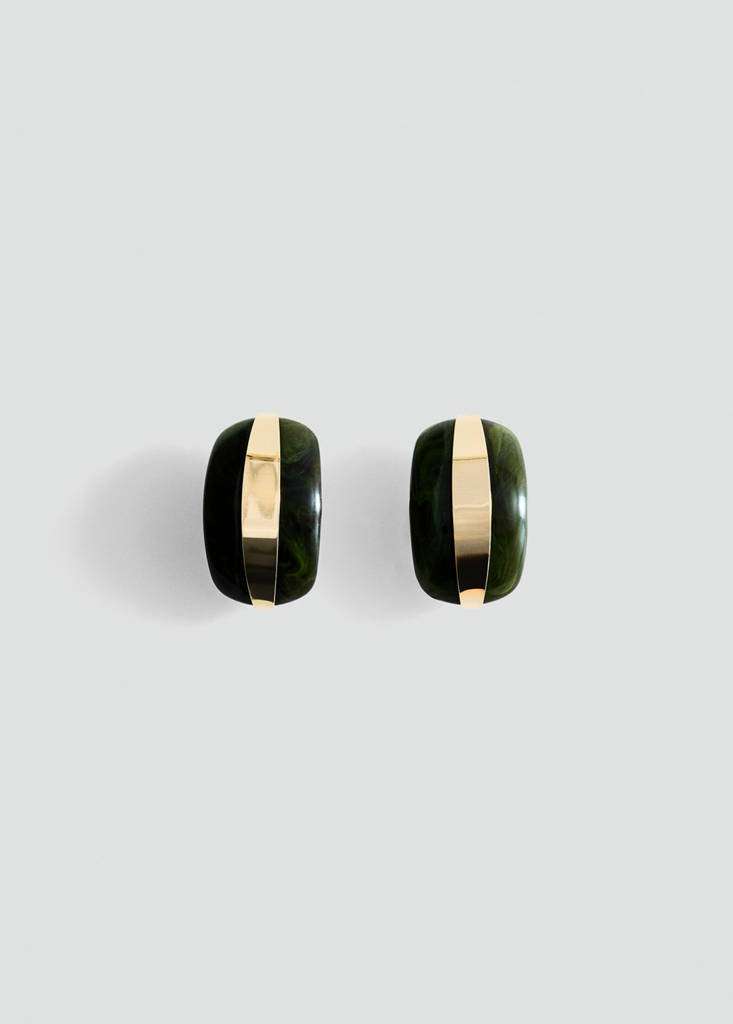 Resin earrings with metallic detail — Gold