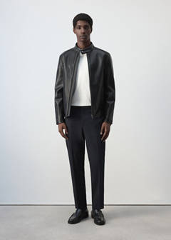 Zip-up faux-leather jacket — Black 2