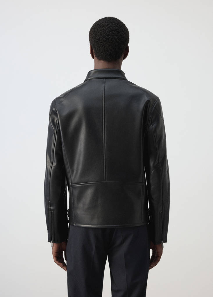 Zip-up faux-leather jacket — Black