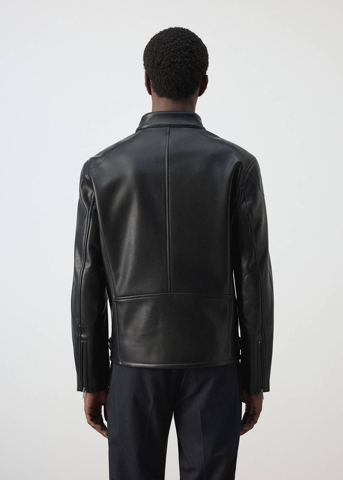 Zip-up faux-leather jacket — Black