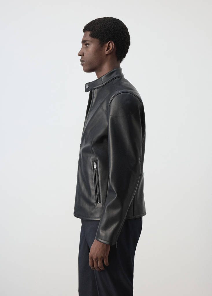 Zip-up faux-leather jacket — Black