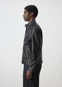 Zip-up faux-leather jacket — Black 5