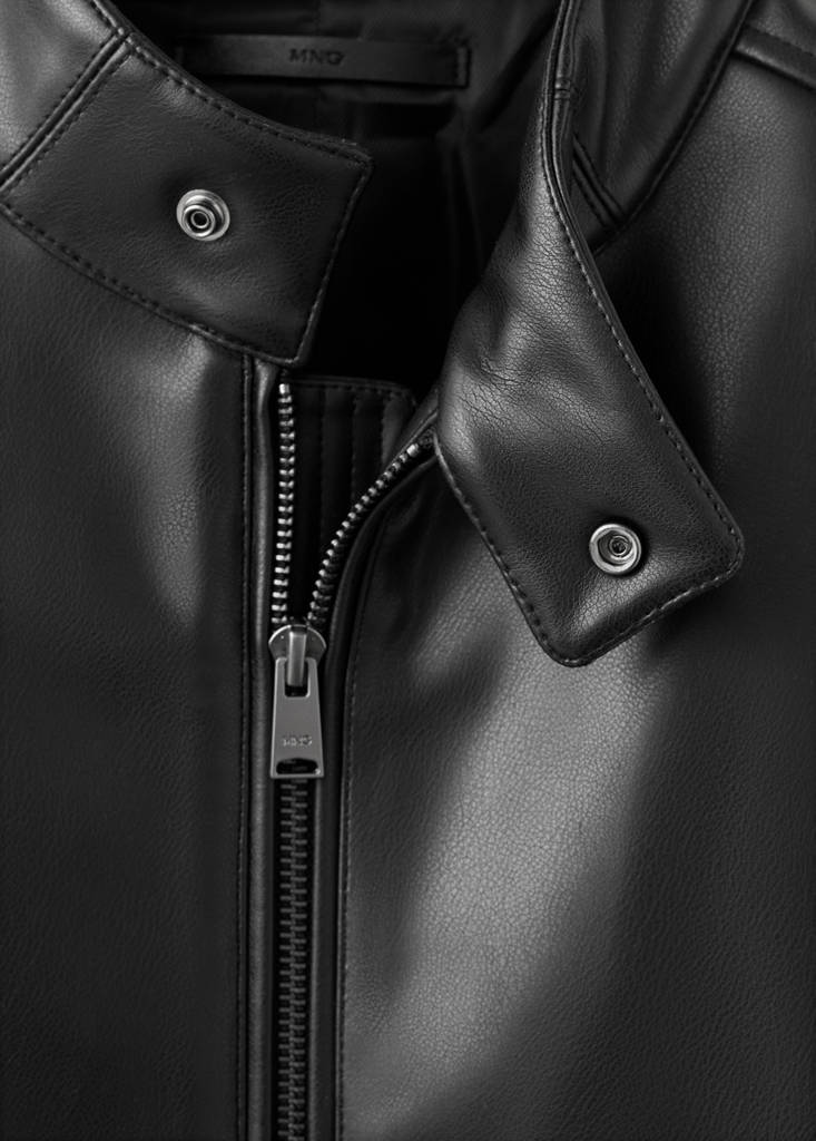 Zip-up faux-leather jacket — Black