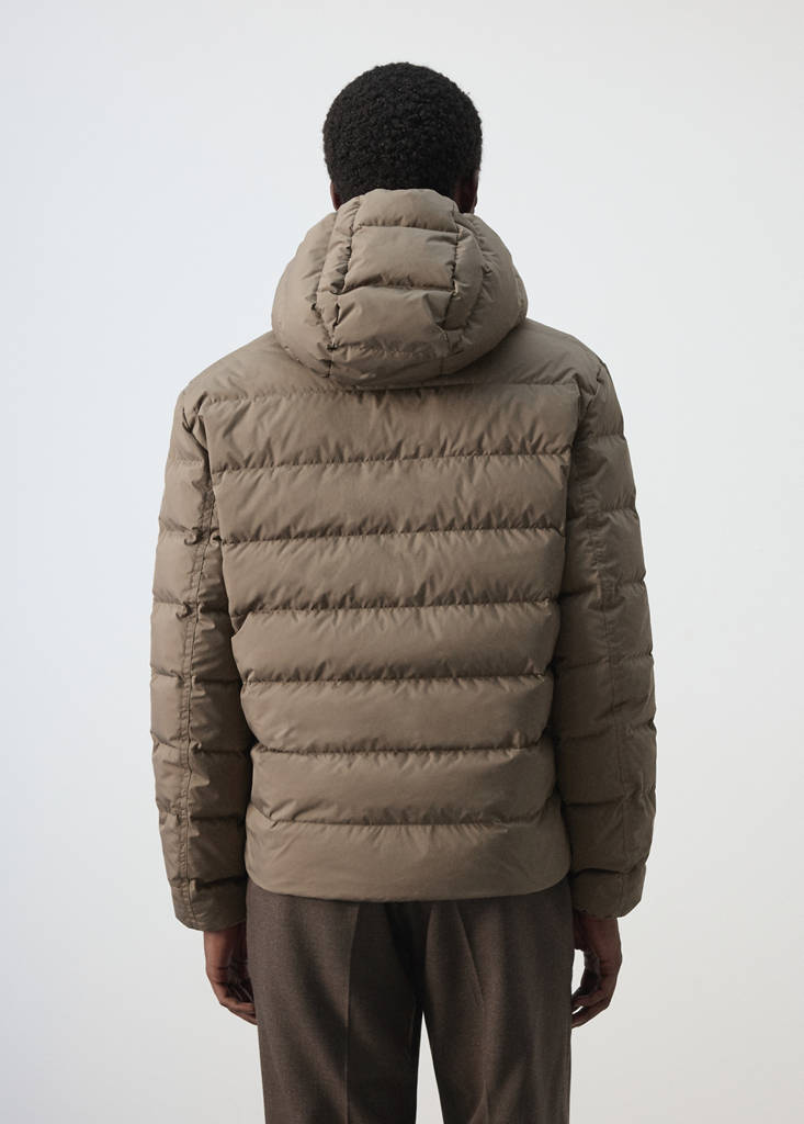Water-repellent down-filled jacket — Medium Brown