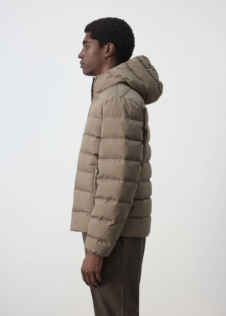 Water-repellent down-filled jacket — Medium Brown