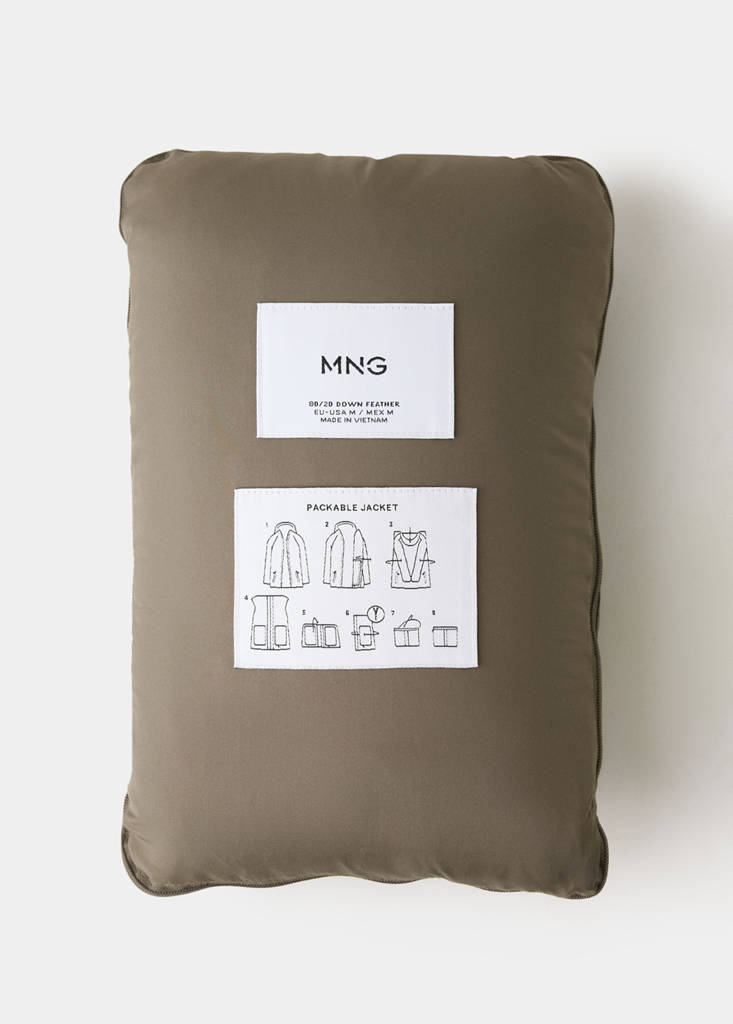 Water-repellent down-filled jacket — Medium Brown