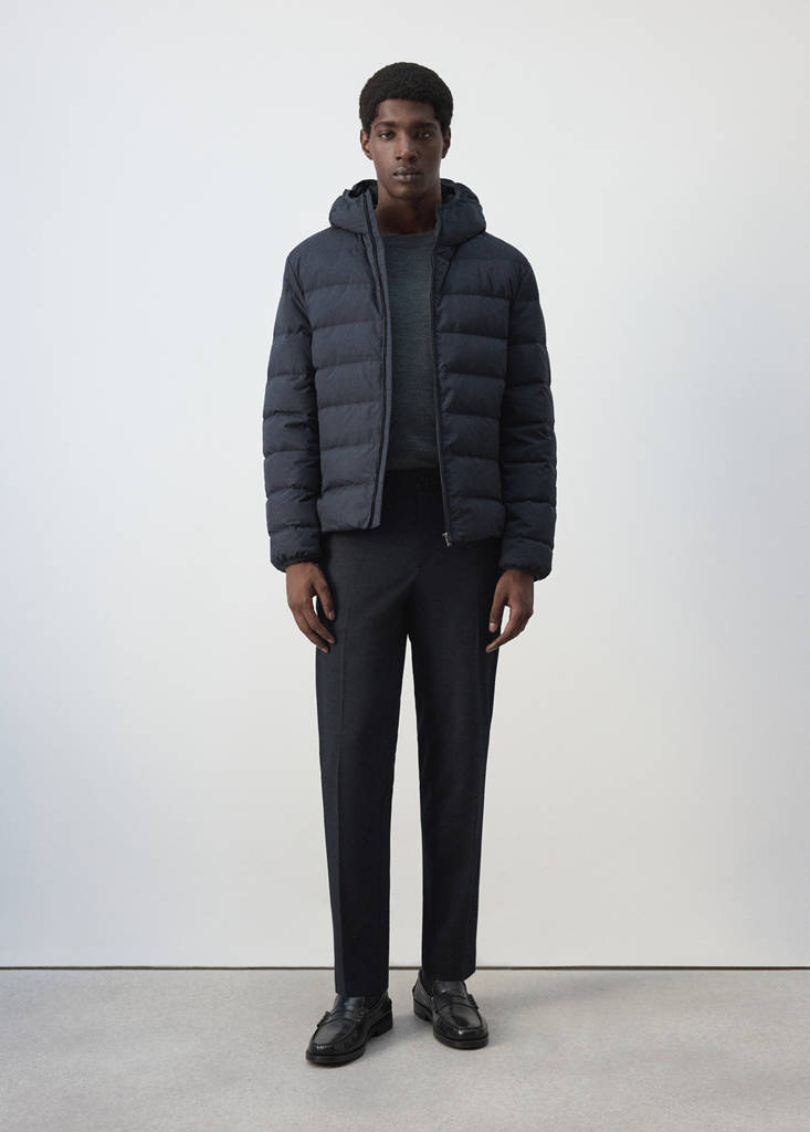 Water-repellent down-filled jacket — Night Blue