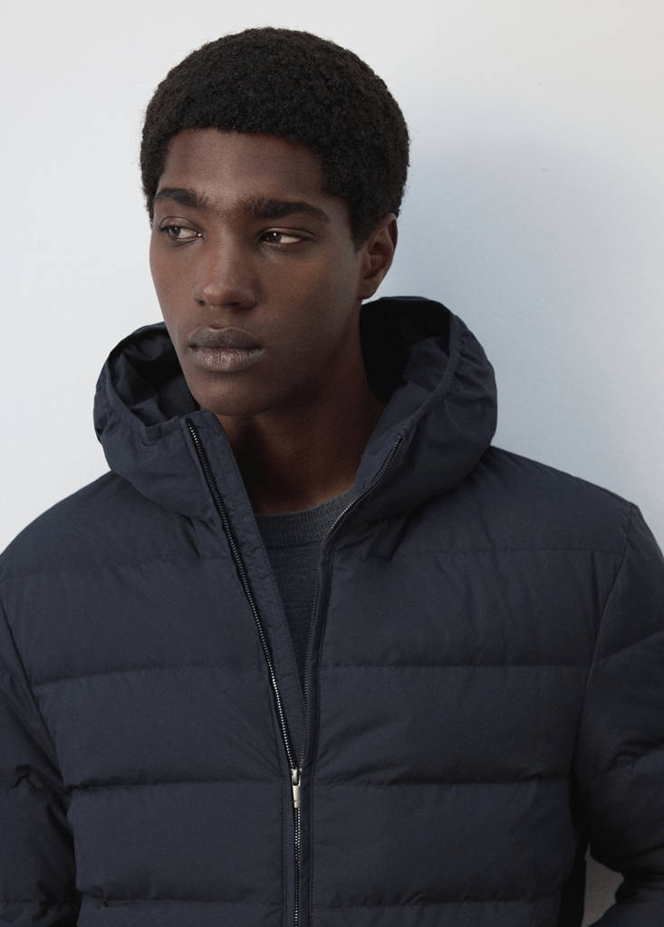 Water-repellent down-filled jacket — Night Blue