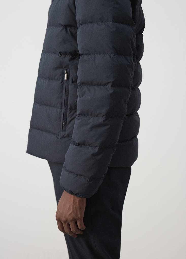 Water-repellent down-filled jacket — Night Blue