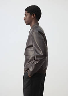 Faux-leather bomber jacket — Brown 5