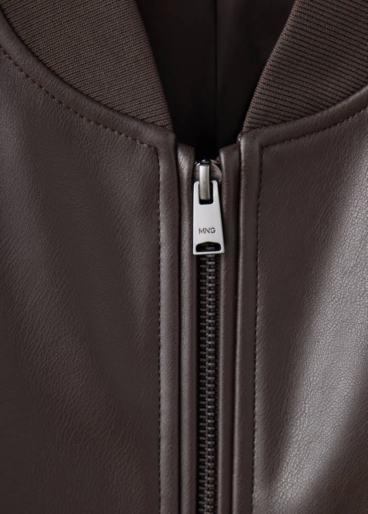 Faux-leather bomber jacket — Brown