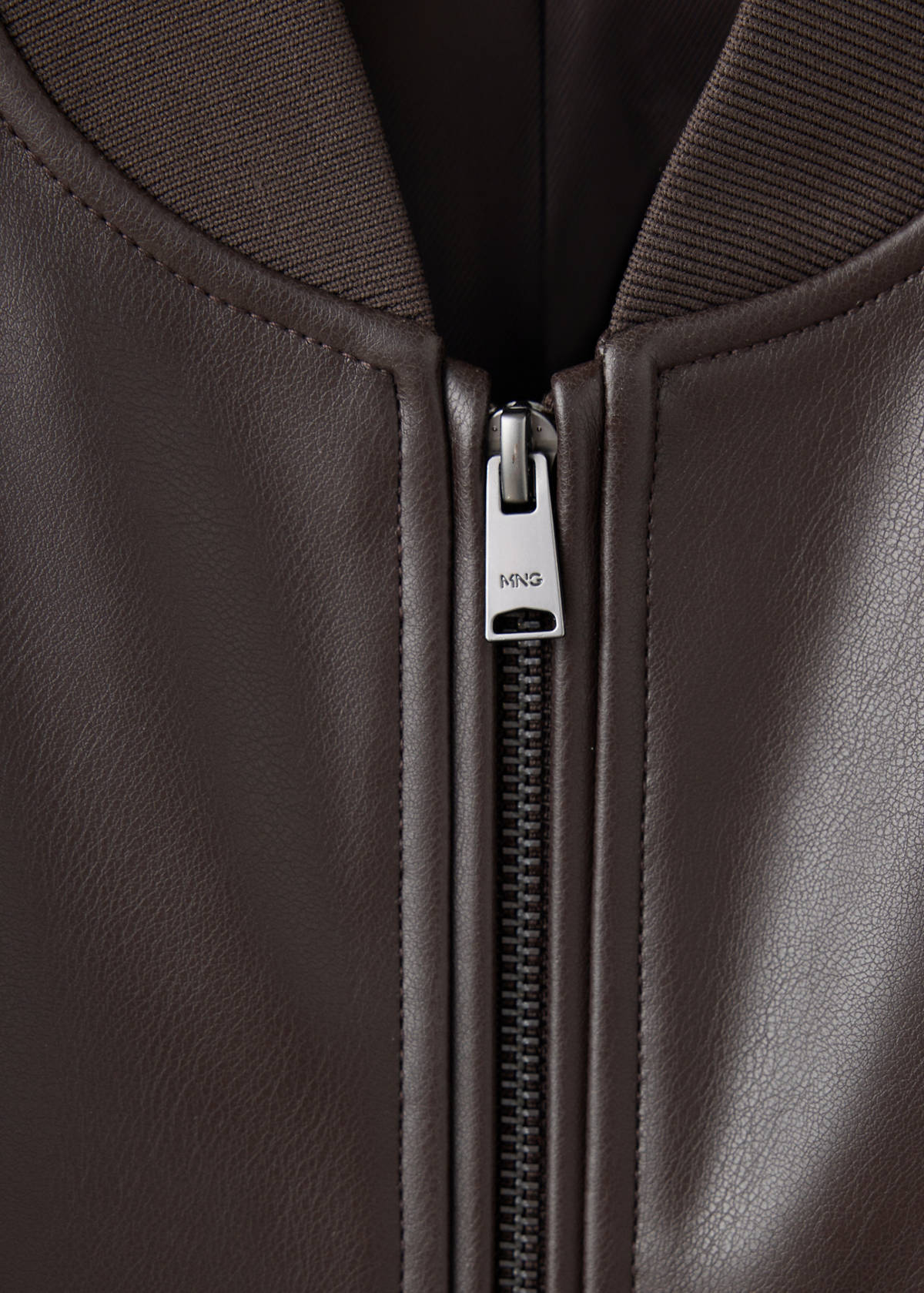 Faux-leather bomber jacket — Brown