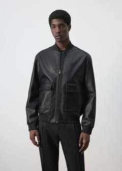Faux-leather bomber jacket — Black 1