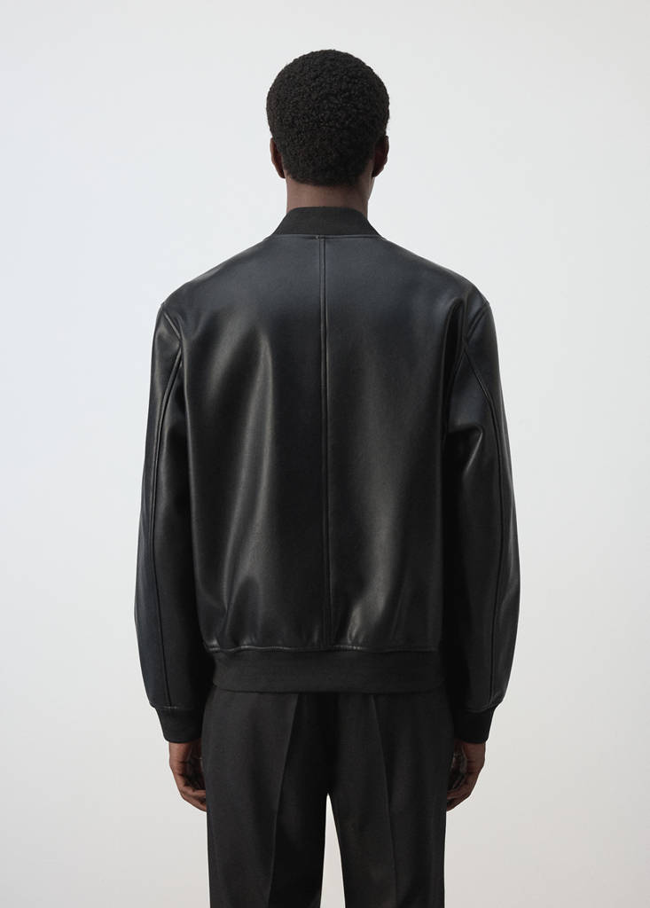 Faux-leather bomber jacket — Black