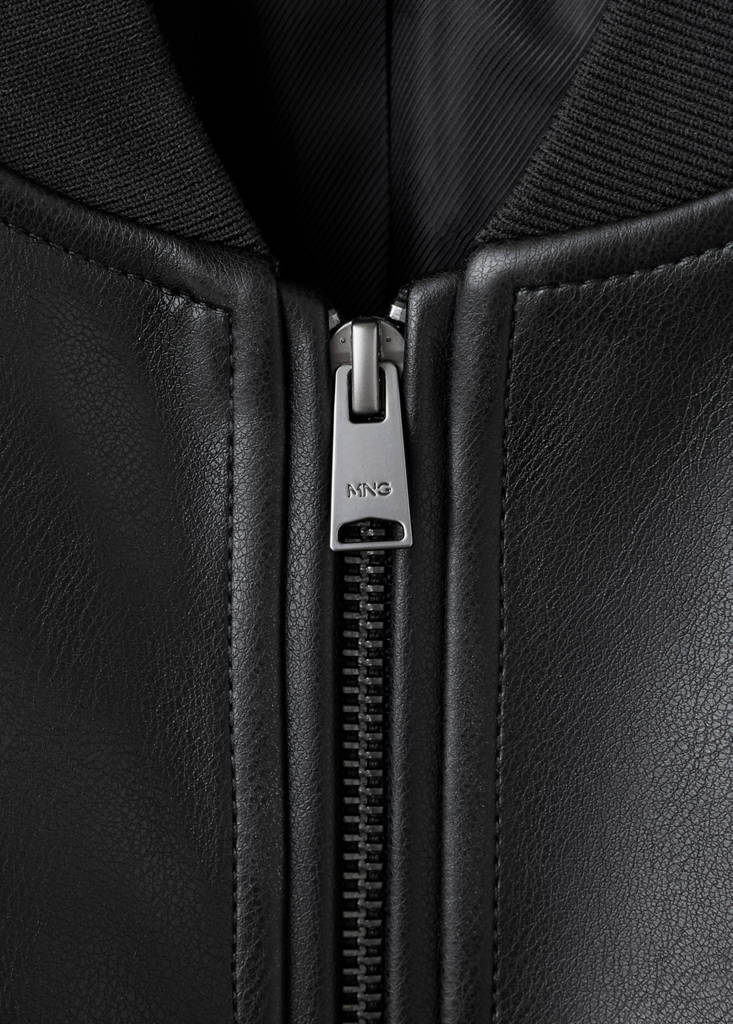 Faux-leather bomber jacket — Black