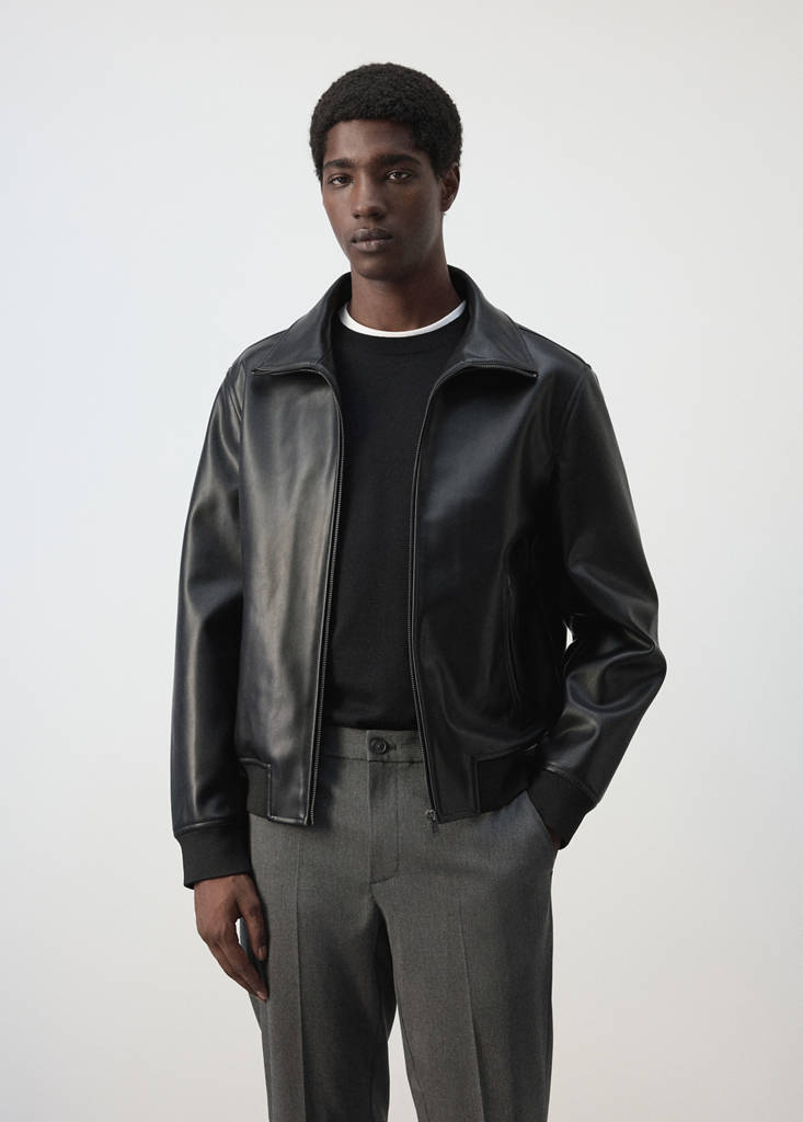 Zip-up faux-leather jacket - thumbnail 2