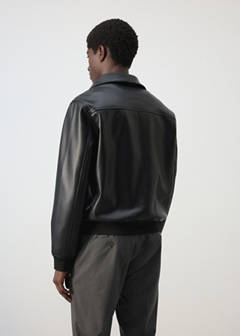 Zip-up faux-leather jacket — Black 3