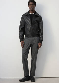 Zip-up faux-leather jacket — Black 6