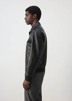 Zip-up faux-leather jacket — Black 5