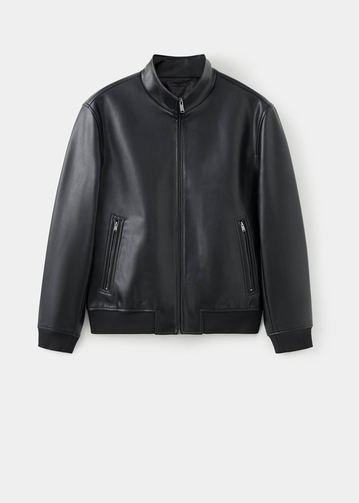 Zip-up faux-leather jacket — Black