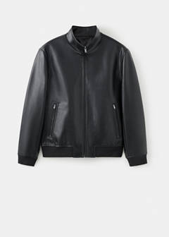 Zip-up faux-leather jacket — Black 7